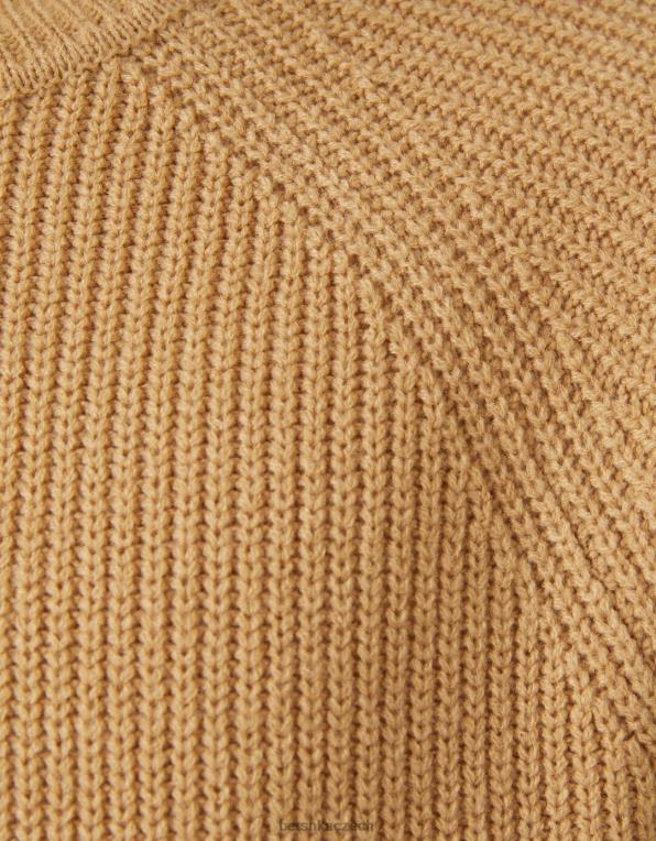 muži Bershka mohutný svetr s vysokým výstřihem P88443017 oblečení velbloud