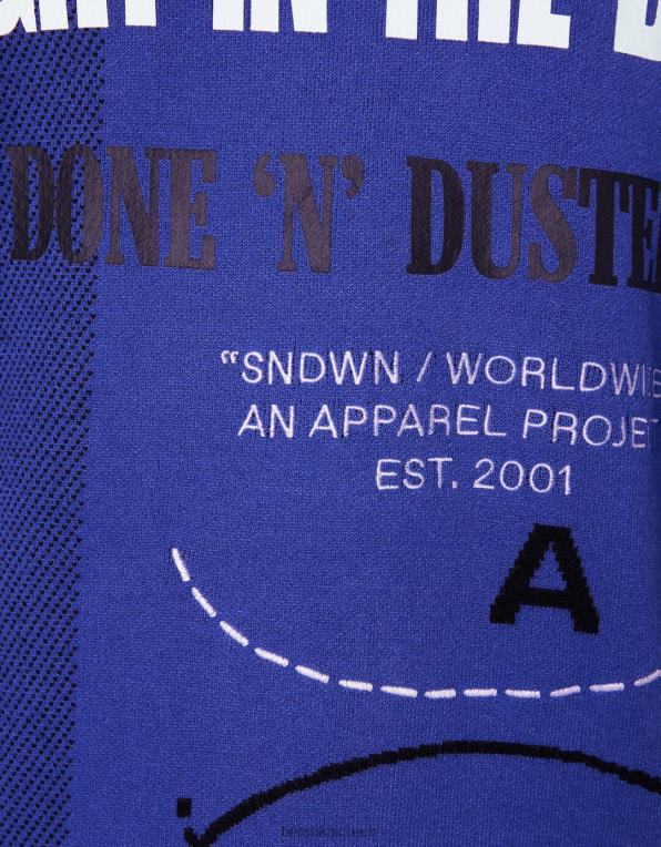 muži Bershka svetr s dlouhým rukávem s potiskem P88443006 oblečení modrý