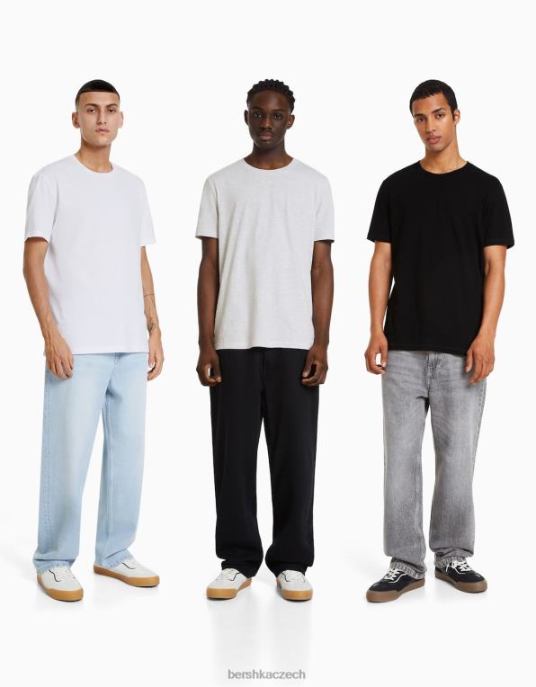 muži Bershka 3 balení triček s krátkým rukávem běžného střihu P88442631 oblečení vícebarevný