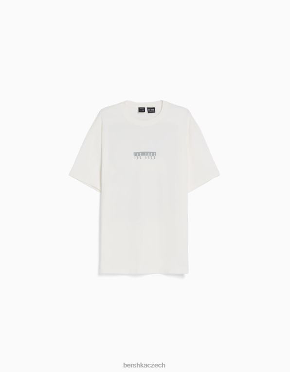 muži Bershka Hranaté tričko s krátkým rukávem s potiskem kostek ledu P88442822 oblečení bílý