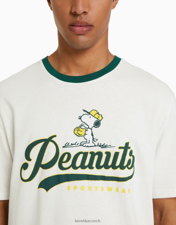 muži Bershka Snoopy tričko s krátkým rukávem P88442755 oblečení bílý