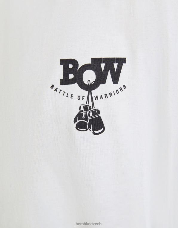 muži Bershka Tričko boxy fit s krátkým rukávem a potiskem boxu P88442707 oblečení bílý