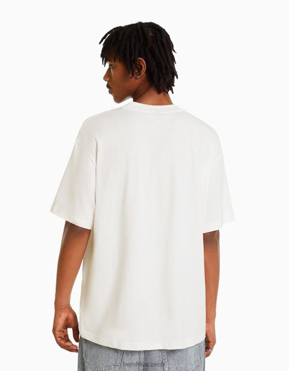 muži Bershka Tričko boxy s krátkým rukávem a kapsou P88442656 oblečení bílý