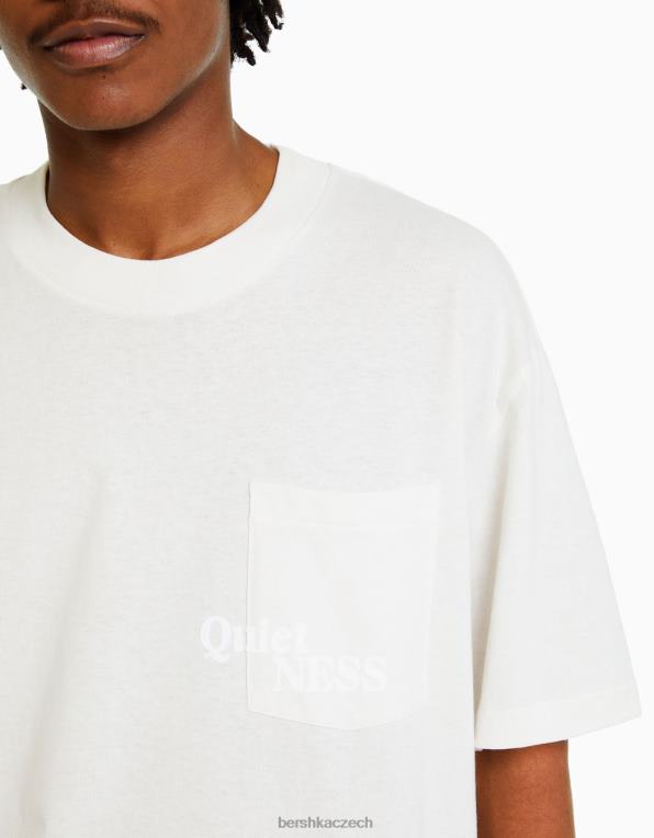 muži Bershka Tričko boxy s krátkým rukávem a kapsou P88442656 oblečení bílý