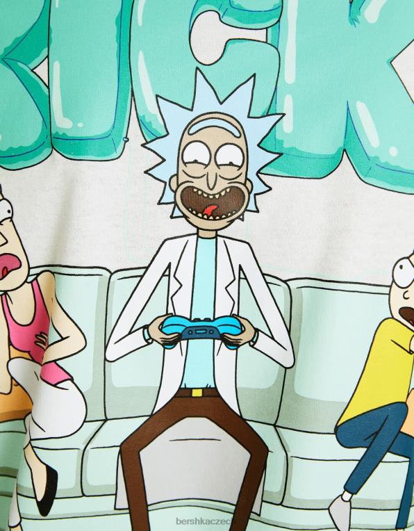 muži Bershka Tričko s krátkým rukávem s klasickým potiskem rick & morty P88442855 oblečení bílý