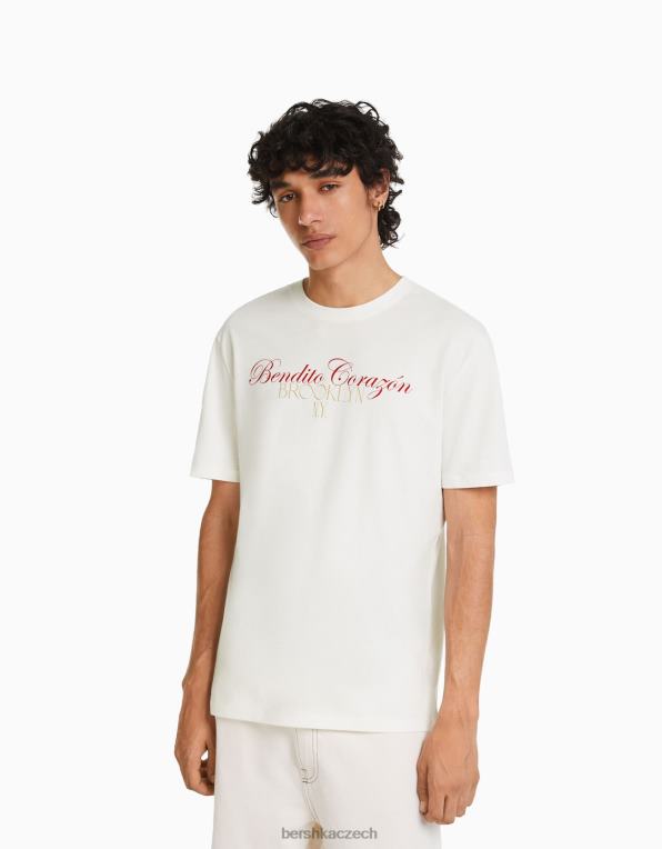 muži Bershka Tričko s krátkým rukávem s potiskem ve volném střihu P88442808 oblečení špinavě bílé