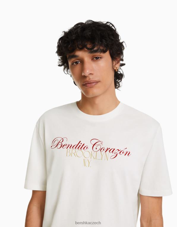 muži Bershka Tričko s krátkým rukávem s potiskem ve volném střihu P88442808 oblečení špinavě bílé