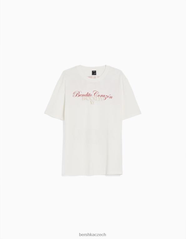 muži Bershka Tričko s krátkým rukávem s potiskem ve volném střihu P88442808 oblečení špinavě bílé