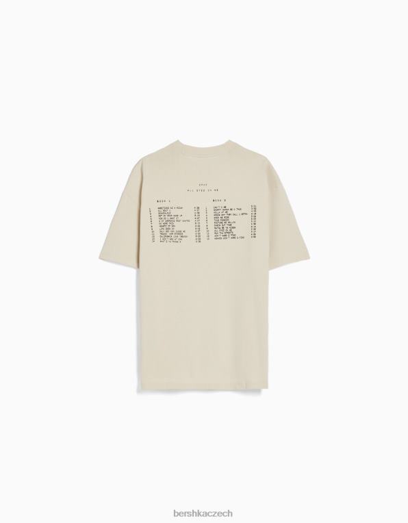 muži Bershka Tričko s krátkým rukávem s tupacovým potiskem P88442723 oblečení velbloud