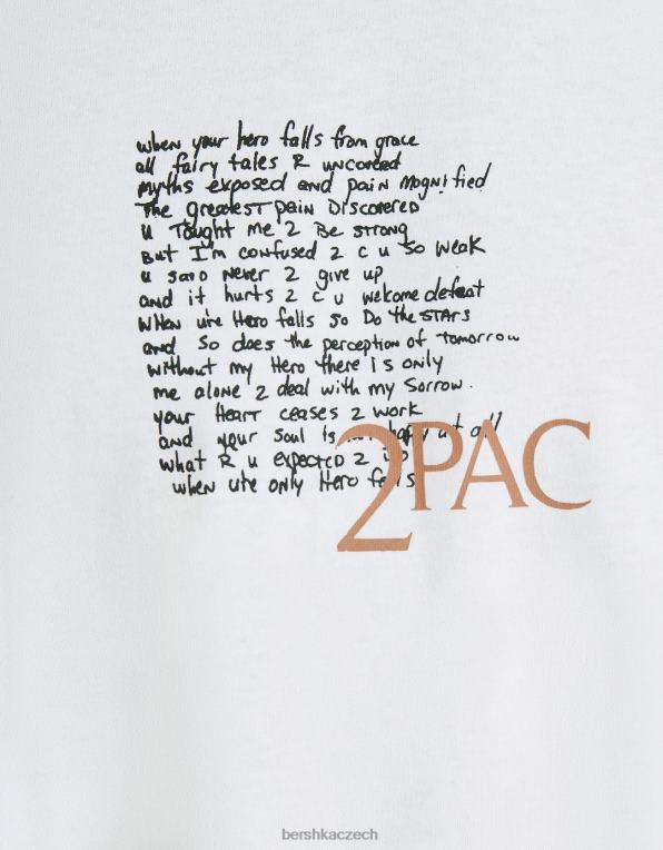 muži Bershka Tričko s krátkým rukávem s tupacovým potiskem P88442725 oblečení bílý