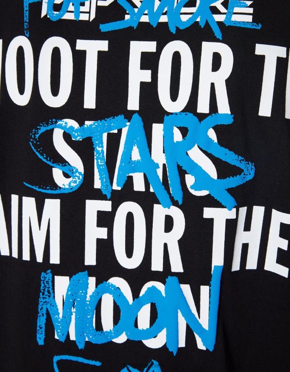 muži Bershka Tričko s krátkým rukávem v boxy střihu s pop kouřovým potiskem P88442699 oblečení Černá