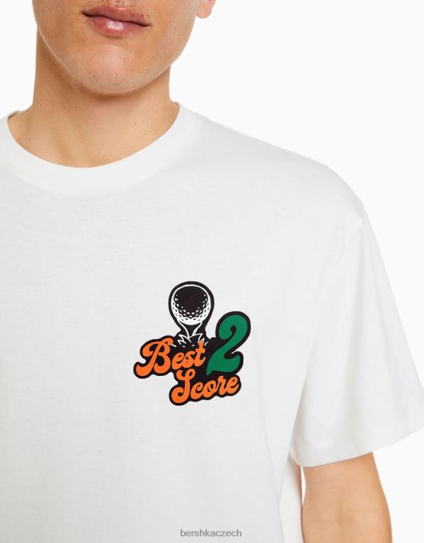 muži Bershka boxy-fit tričko s krátkým rukávem P88442847 oblečení špinavě bílé