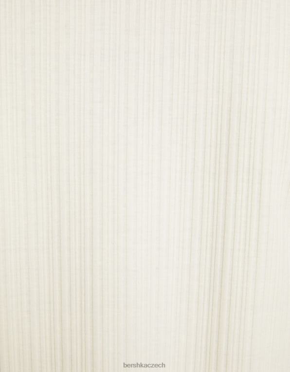 muži Bershka žebrované tričko s krátkým rukávem ve svalovém střihu P88442735 oblečení špinavě bílé