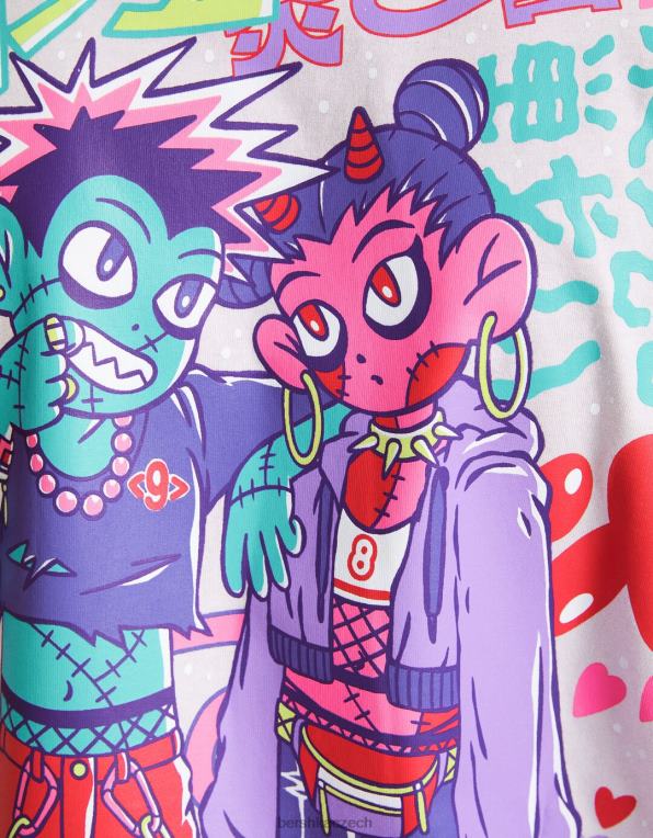 muži Bershka extra volné tričko s krátkým rukávem a potiskem P88442608 oblečení výhradní