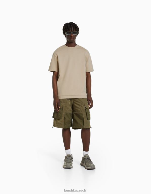 muži Bershka interlockové tričko s krátkým rukávem P88442745 oblečení velbloud