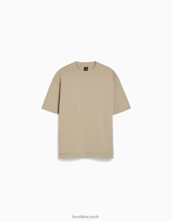 muži Bershka interlockové tričko s krátkým rukávem P88442745 oblečení velbloud