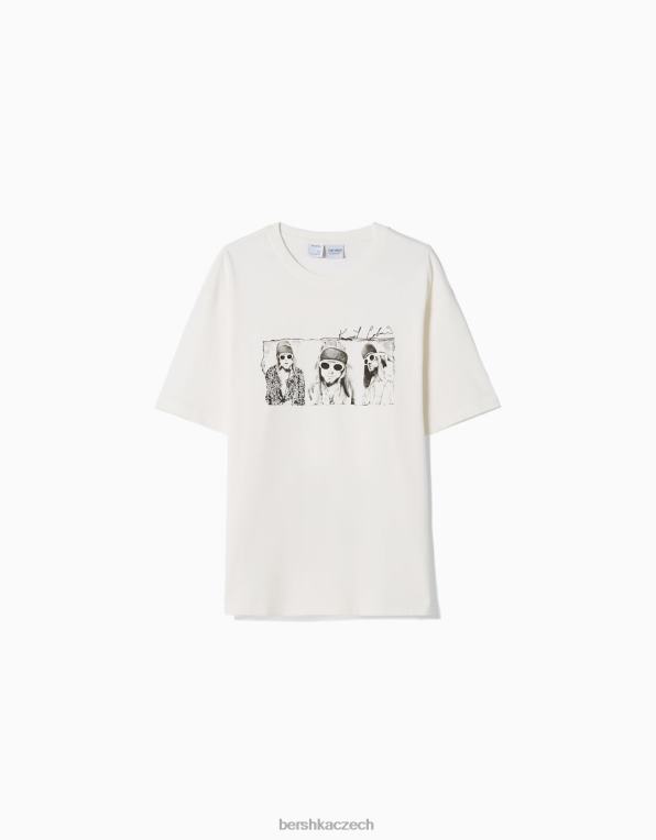 muži Bershka kurt kobain tričko boxy fit s krátkým rukávem P88442698 oblečení bílý