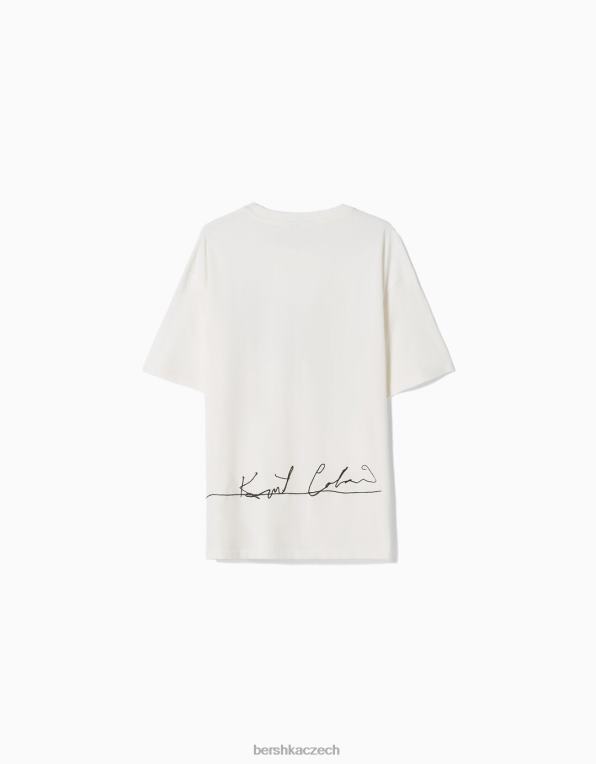muži Bershka kurt kobain tričko boxy fit s krátkým rukávem P88442698 oblečení bílý