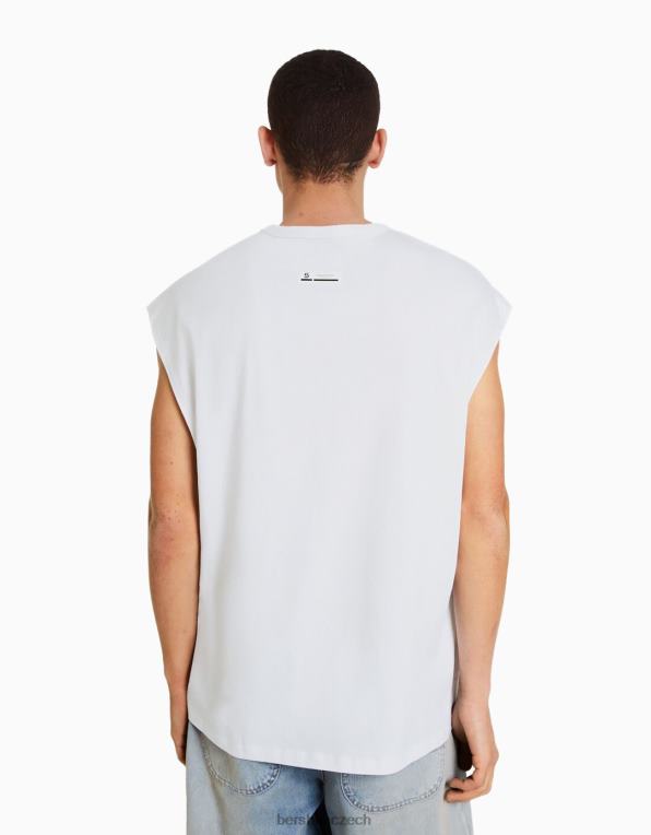 muži Bershka oversize tričko bez rukávů P88442812 oblečení bílý