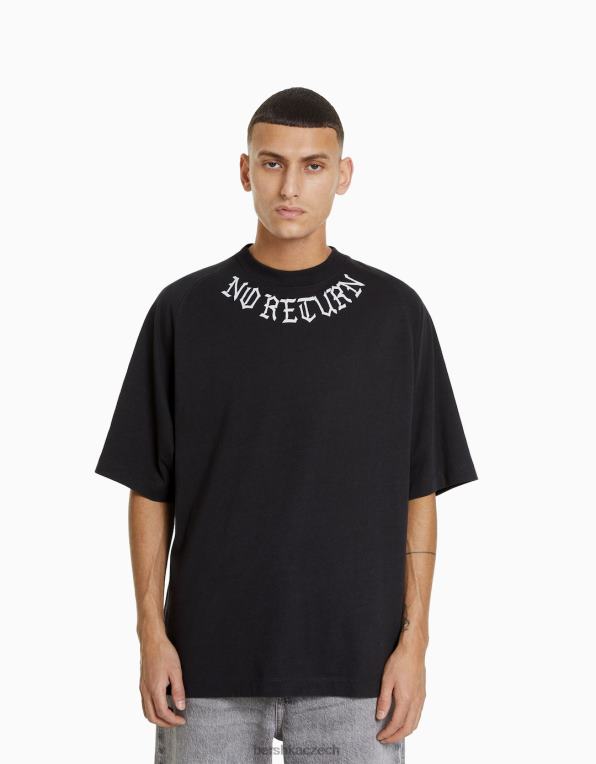 muži Bershka oversize tričko s krátkým rukávem s potiskem P88442632 oblečení Šedá