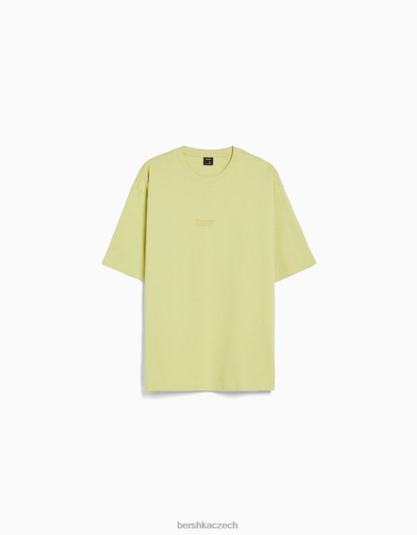 muži Bershka oversize tričko s krátkým rukávem s potiskem P88442685 oblečení Limetka