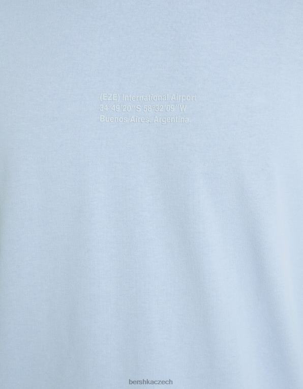 muži Bershka oversize tričko s krátkým rukávem s potiskem P88442686 oblečení světle modrá