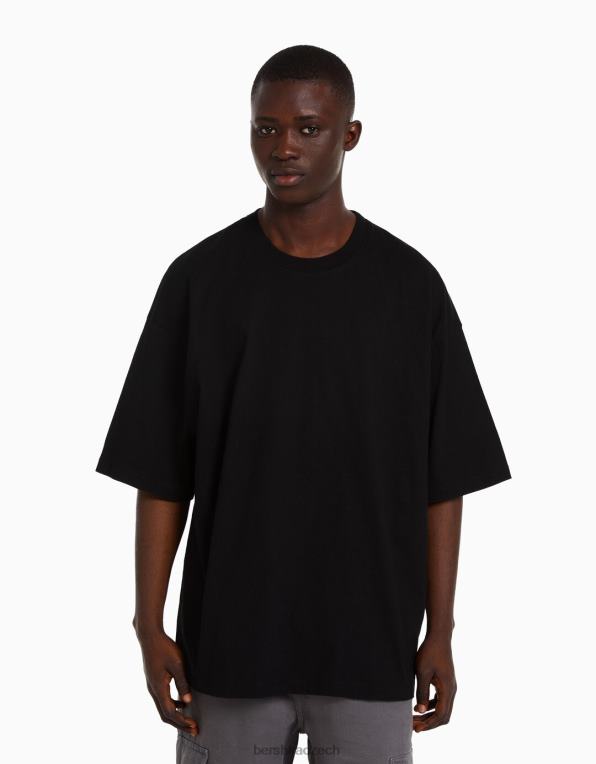 muži Bershka oversized tričko s krátkým rukávem P88442665 oblečení Černá