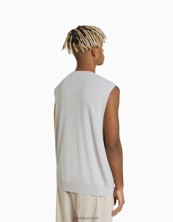 muži Bershka pletené tričko bez rukávů P88442825 oblečení Šedá