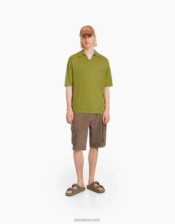 muži Bershka polokošile s krátkým rukávem P88442775 oblečení zelená