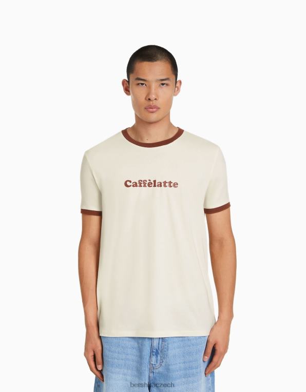 muži Bershka potisk trička s krátkým rukávem regular fit P88442644 oblečení špinavě bílé