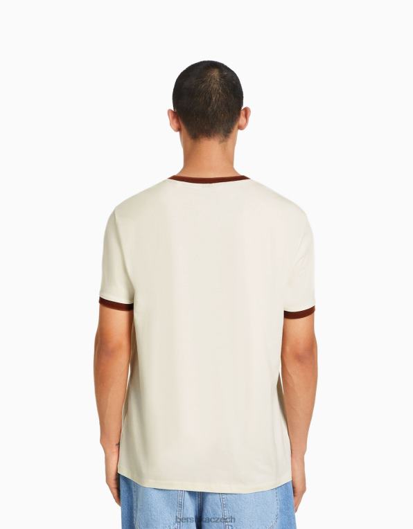 muži Bershka potisk trička s krátkým rukávem regular fit P88442644 oblečení špinavě bílé