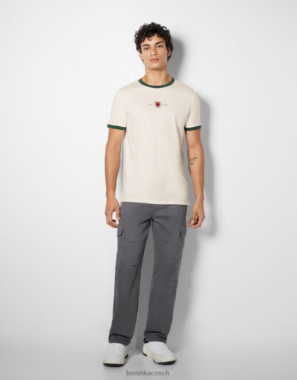 muži Bershka potisk trička s krátkým rukávem regular fit P88442672 oblečení zelená