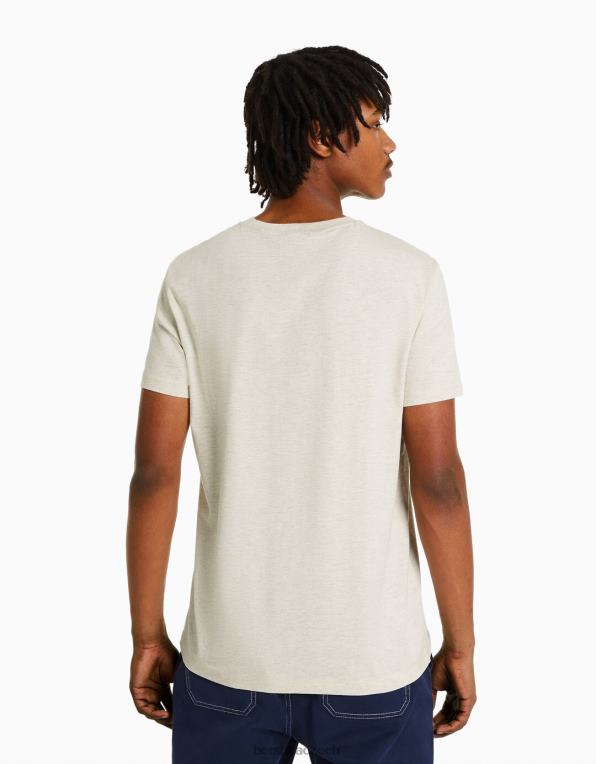 muži Bershka potisk trička s krátkým rukávem regular fit P88442766 oblečení béžový