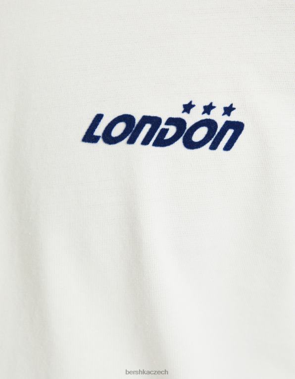 muži Bershka retro sportovní tričko s krátkými raglánovými rukávy P88442786 oblečení špinavě bílé