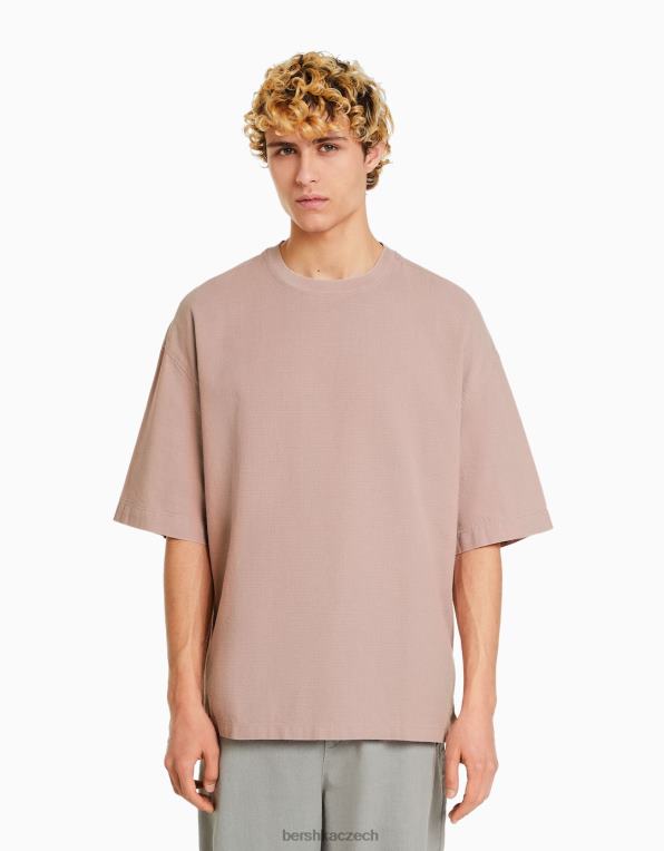 muži Bershka rustikální tričko s krátkým rukávem P88442853 oblečení růžový