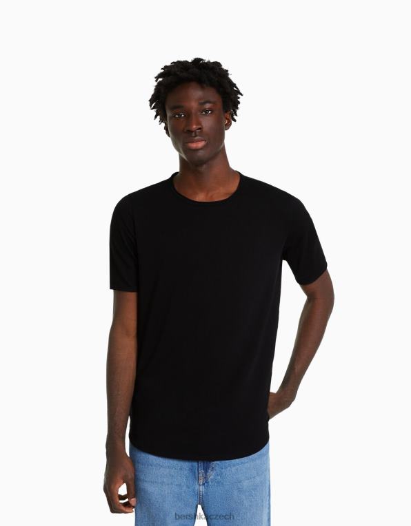 muži Bershka strečové tričko s krátkým rukávem P88442845 oblečení Černá