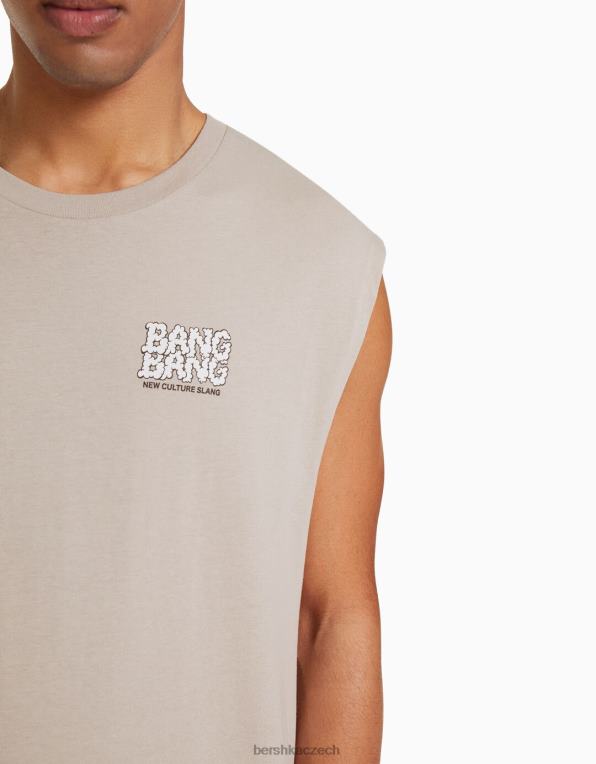 muži Bershka tričko bez rukávů ve střihu ve stavebním stylu P88442780 oblečení výhradní