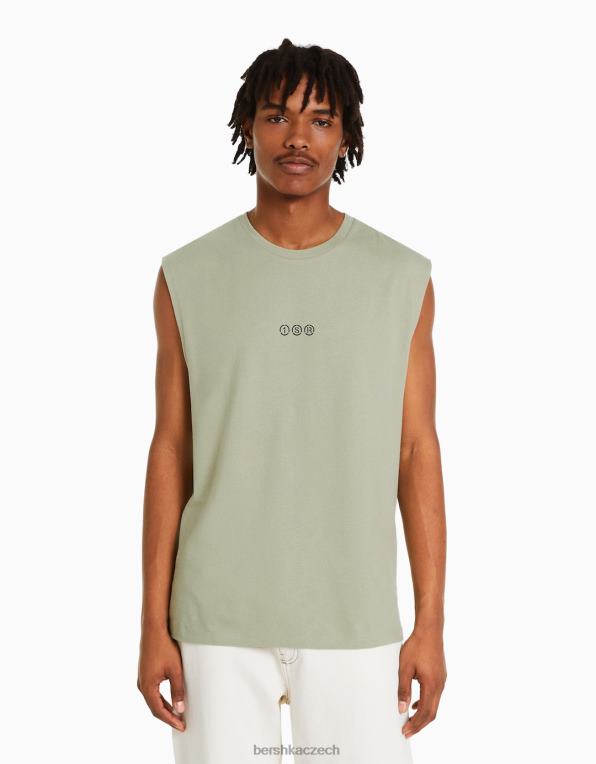 muži Bershka tričko bez rukávů ve střihu ve stavebním stylu P88442781 oblečení khaki