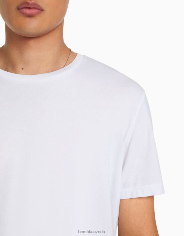muži Bershka tričko s krátkým rukávem běžného střihu P88442792 oblečení bílý
