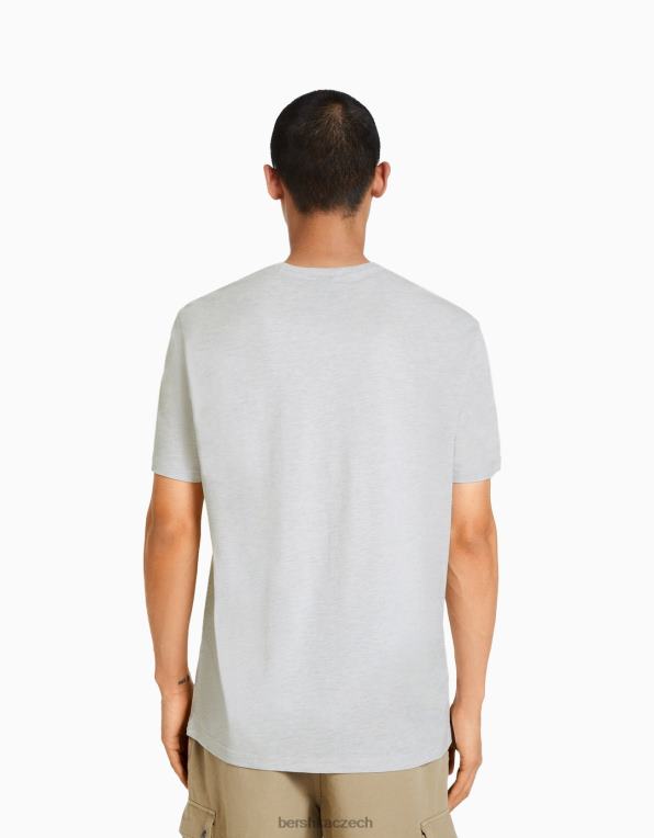 muži Bershka tričko s krátkým rukávem běžného střihu P88442793 oblečení Šedá