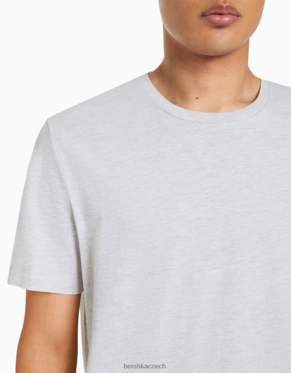 muži Bershka tričko s krátkým rukávem běžného střihu P88442793 oblečení Šedá