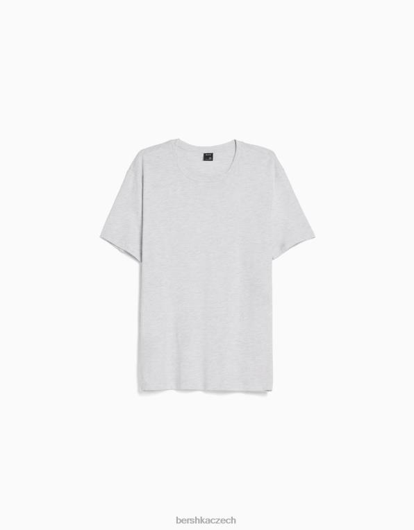 muži Bershka tričko s krátkým rukávem běžného střihu P88442793 oblečení Šedá