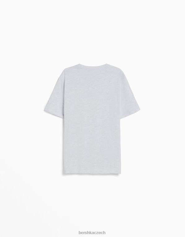 muži Bershka tričko s krátkým rukávem běžného střihu P88442793 oblečení Šedá