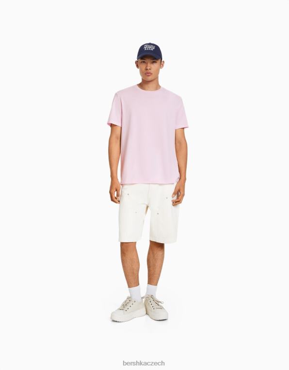 muži Bershka tričko s krátkým rukávem běžného střihu P88442794 oblečení růžový