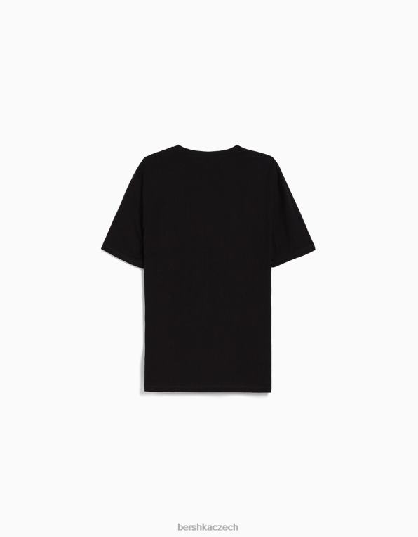 muži Bershka tričko s krátkým rukávem běžného střihu P88442797 oblečení Černá