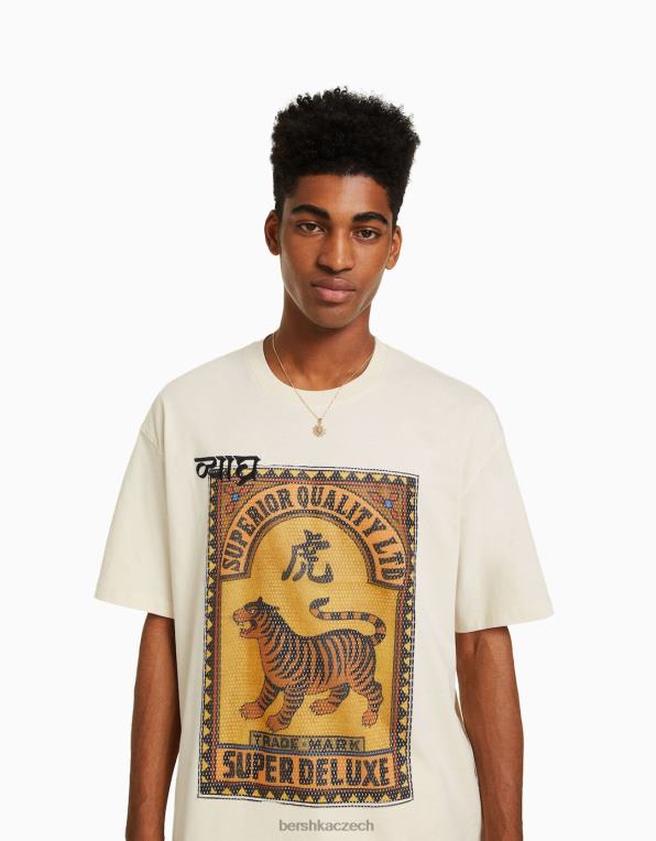 muži Bershka tričko s krátkým rukávem s vyšívanou síťovinou P88442604 oblečení jiný