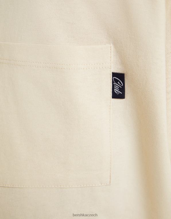 muži Bershka triko s krátkým rukávem v krabicovém střihu s potiskem P88442759 oblečení velbloud