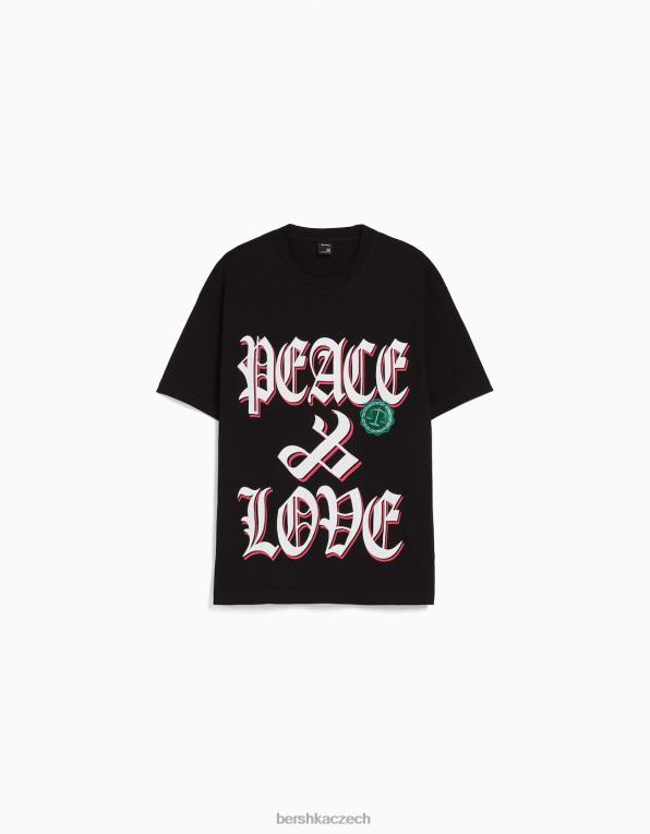 muži Bershka triko s krátkým rukávem v krabicovém střihu s potiskem P88442788 oblečení výhradní