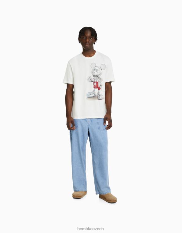 muži Bershka uvolněné tričko s potiskem disney P88442694 oblečení bílý