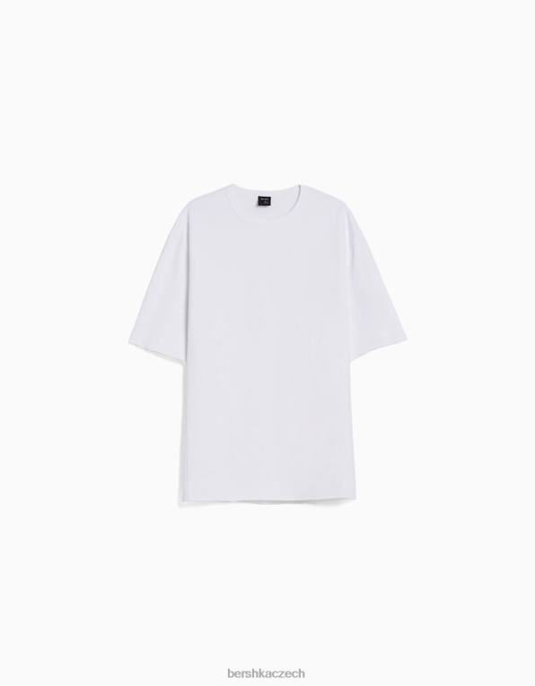 muži Bershka vybledlé tričko s krátkým rukávem P88442647 oblečení bílý